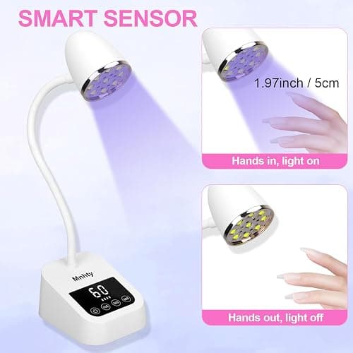 Mnhty U V LED Nail Lamp, Goose Neck Flash Cure Lamp 27W Rechargeable Mini U V Light for Gel Nails, Cordless Flash Cure Light with 3 Timers&Sensor, Fast Curing Gooseneck Lamps for Gel X, Snow White thumbnail 4