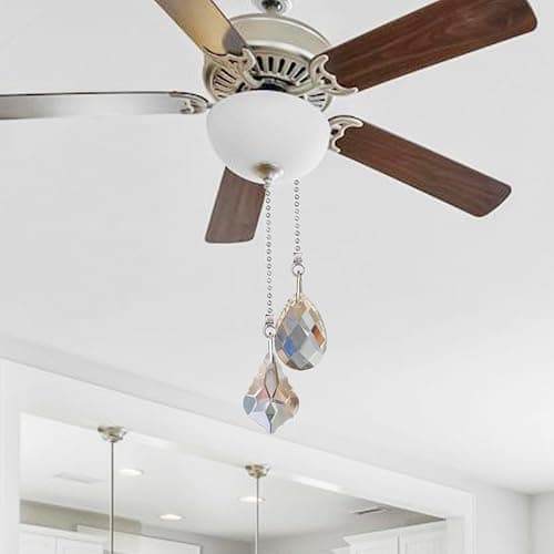 Aceple 2PCS Crystal Ceiling Fan Pull Chain, Decorative Fan Pull Chain Pendant Extension, 20-inch Lighting & Fan Beaded Ball Chain Extender with Connector(AB Color) thumbnail 2