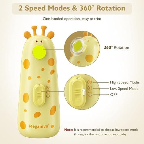Elektrische Nagelfeile Baby Nagelpflegeset Elektrisch Nagelpflege Nail Trimmer Nagelschere Nageltrimmer Nail File Maniküre & Pediküre Set für Neugeborene Baby mit Licht, Gelb thumbnail 5