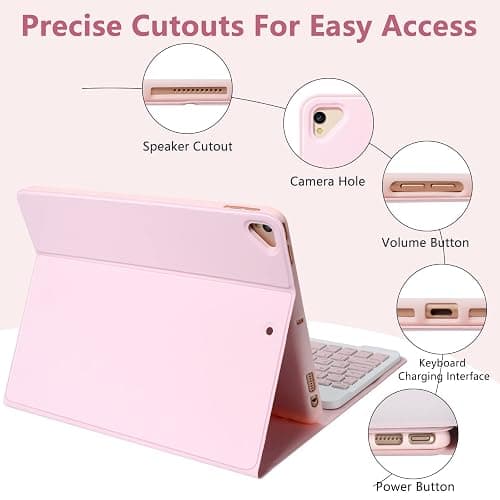 MMK for iPad 9th Generation Case with Keyboard, for iPad 8th 7th Generation Case with Keyboard (Wireless Detachable & Pencil Holder), iPad 10.2"/iPad Air 10.5"(3rd Gen)/iPad Pro 10.5" (Pink) thumbnail 3