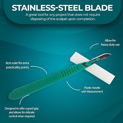 MED PRIDE 10-Pack Disposable Surgical Scalpel (#10) Knives, Sterile Stainless Steel Blades, Plastic Handles, Individually Wrapped, for Dermaplaning, Podiatry, Crafts - #10 thumbnail 3