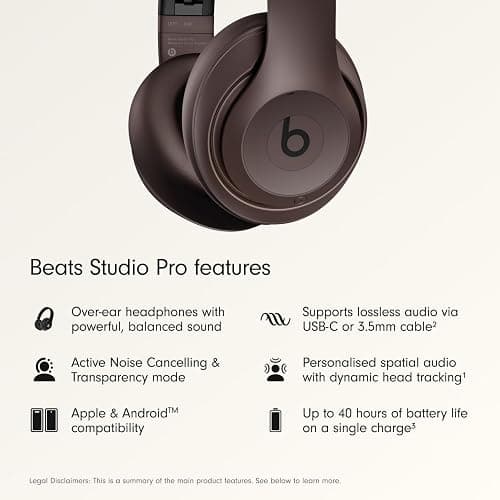 Beats Studio Pro Premium Wireless Over-Ear Headphones- Up to 40-Hour Battery Life, Active Noise Cancelling, Great for Travel & Commuting, USB-C Lossless Audio, Apple & Android Compatible - Deep Brown thumbnail 2