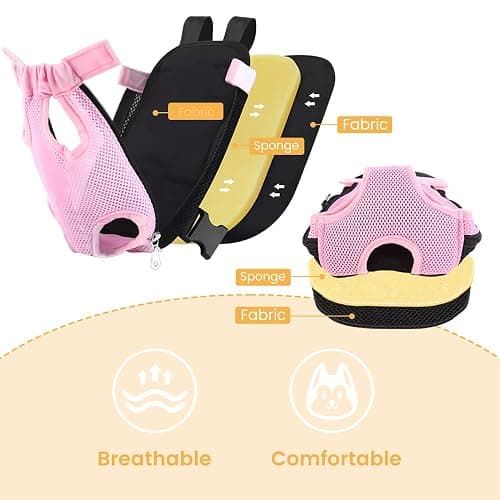 Inspack Dog Backpack Carrier/Cat Carrier, Adjustable Pet Front Carriers Travel Bag for Puppy Medium Dogs, Legs Out, Soft Ventilated Doggie Chest Carry Backpacks for Hiking/Camping, 2.5-4 lbs, Pink thumbnail 9