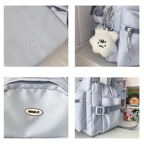 VTTDB Kawaii Backpack with Cute Accessories Casual Aesthetic Daypack Simple Laptop Bag Waterproof Travel Rucksack for Women (blue) thumbnail 6