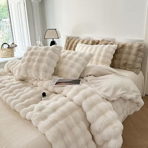 H&D Throw Blanket for Couch,Faux Fur,Fluffy Cozy Soft Plush Luxury Thick Fuzzy Fleece Blanket for Couch Bed Sofa Bedroom Living Room,Comfy Bubble Blanket thumbnail 2