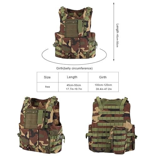QMFIVE MOLLE RRV Assault Combat Vest with pouch/Traning Protective Security Vest for Tactical Hunting Airsoft Outdoor - BK thumbnail 3