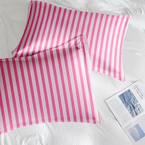 Pamnest Comforter Set Queen Size, Stripe Pink Retro 3 Pcs Soft Bedding for Kids and Adults, Geometric Striped Black Comforter Set with Pillowcase, for Bedroom Bed Decor thumbnail 7