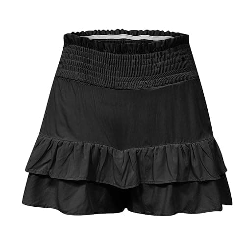 FPMLUXLL Women's Cotton Linen Shorts Casual Cute Ruffle Summer Shorts High Waist Comfy Bermuda Short Vacation Beach Short thumbnail 5