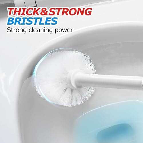 FORASTO 2 in 1 Toilet Brush and Plunger Set, Toilet Bowl Brush Plunger Set,Extended Handle Plunger,Bathroom Cleaning Tools,Toilet Brush Plunger Combo,Cleaning Brush（Pearl White，20.8inch） thumbnail 6