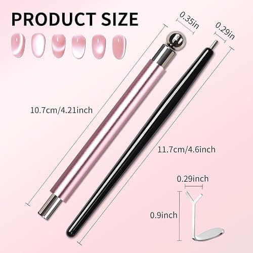 uadbau 4-Piece Cat Eye Magnet Set – Black Bead-Attracting Nail Magnet Pen & Heart-Shaped Magnet for Nails, Nail Magnets for Nail Art, Cat Eye Magnet for Nail Art, Perfect for Home DIY, Nail Art Design thumbnail 7