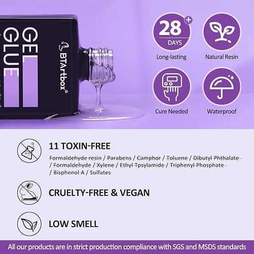BTArtbox Gel Nail Glue 15 ML 4 In 1 Super Strong UV Nail Glue For Acrylic Nail Tips, Long Lasting Gel Glue For Transparente Fake Nails for More Than 28 Days, UV/LED Lamp Cure Needed thumbnail 6