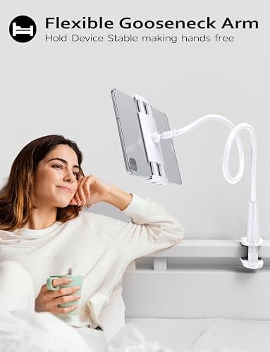 Tryone Gooseneck Tablet Holder Stand for Bed Adjustable Flexible Arm Tablets Mount Clamp on Table Compatible with iPad Air Mini | Galaxy Tabs | Kindle Fire | Switch or Other 4.7-10.5" Devices thumbnail 3