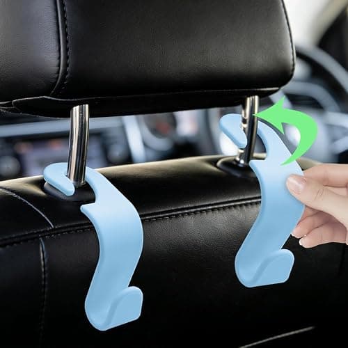 YUPIKJI 4PCS Car Seat Headrest Hooks, Plastic Auto Rear Seat Hook Hangers, Multi-Functional Hidden Seat Hooks, Car Interior Storage Accessories for Purse Handbag Coats Grocery Bags (Blue) thumbnail 5