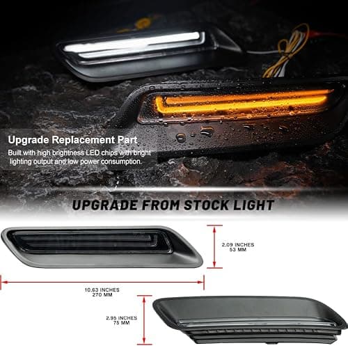 NJSBYL LED Hood Bezel Lights For 2010-2018 Ram 1500 2019-2022 Ram 1500 Classic with Sport Hood Vehicles Extra White LED DRL Daytime Running Lamps Sequential Amber LED Turn Signal Lights 68324990AA thumbnail 4