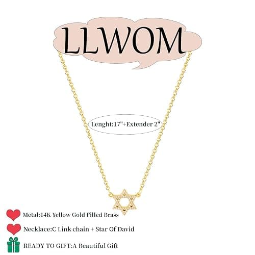LLWOM Gold Necklace for Women-14k Gold Plated Infinity Necklace Star Of David Necklace Evil Eye Cross Pendants Heart Dainty Gold Necklace For Women thumbnail 5