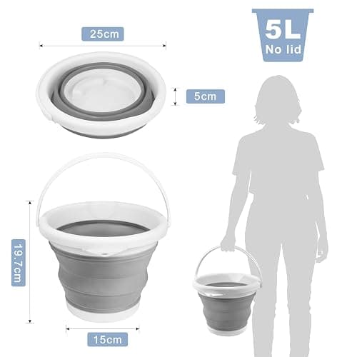 Collapsible Bucket 5L, Silicone Folding Bucket Portable Cleaning Buckets with Handle, Space-saving Mop Buckets for RV Home Outdoor Camping Beach Car Washing Laundry Wash Tub for Cleaning thumbnail 2