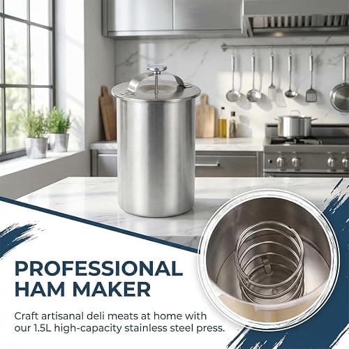 Deli Meat Press Stainless Steel - 2026 Upgraded Ham Maker Meat Press Mold for Deli Meats with Thermometer and Pressure Spring, Sturdy Healthy Lunch Meat Maker for Sandwiches & Bacon Cooker (1) thumbnail 3