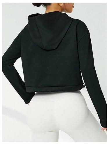 Verdusa Women's Letter Print Drawstring Hoodies Long Sleeve Cropped Hooded Sweatshirts thumbnail 2