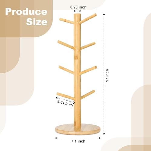 Woevviuy 8 Hooks Large Capacity Mug Holder Tree, Bamboo Mugs Trees for Counter, Detachable Cup Stand Holders Coffee Bar Accessories thumbnail 3