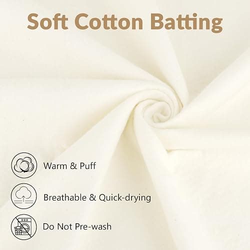 47" x 59" 100% Natural Cotton Quilt Batting, Breathable Crib Size Batting | 200 g/m², Lightweight, for Quilting Potholders, Needle Friendly Seamless Filling for Sewing Crafts thumbnail 3