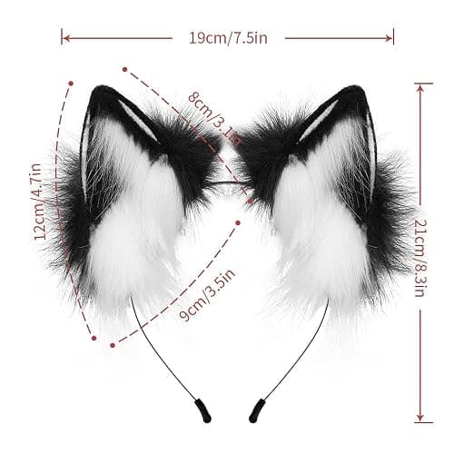 HAOAN Handmade Cat Fox Fur Ears Hairhoop Headwear Anime Party Halloween Costume Headband Hairband thumbnail 2