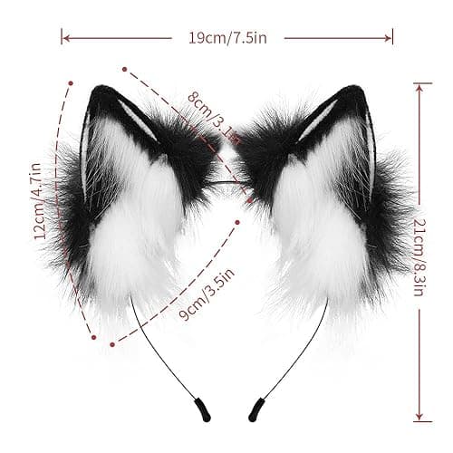 HAOAN Handmade Cat Fox Fur Ears Hairhoop Headwear Anime Party Halloween Costume Headband Hairband thumbnail 3