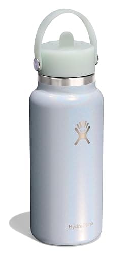 Hydro Flask Water Bottle - Insulated Stainless Steel - Wide Mouth Flex Straw Lid, Non-Spill, Leakproof and Refillable in 32 Oz Glimmer Blue thumbnail 4