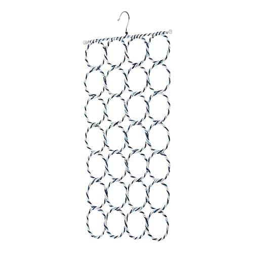 Flexzion Scarf Organizer for Closet - 28 Slot Scarf Hanger Hijab Organizer, Space Saver for Socks, Shawls, Ties, Towels, Belts, Multi Purpose Hanging Rack Storage, 1 Pack Colors May Vary - Image 1