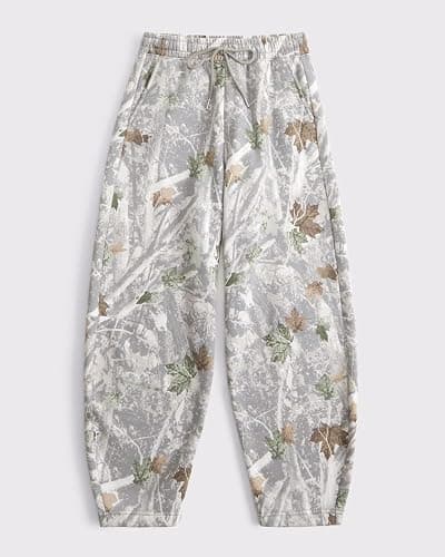 Barrel Sweatpants Women Camo Mid Rise Drawstring Wide Leg Pants with Pockets thumbnail 2