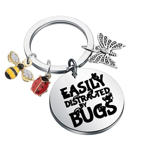 KUIYAI Entomology Gift Future Entomologist Gift Insect Collector Gift Easily Distracted By Bugs Keychain For Nature Lovers - Image 1