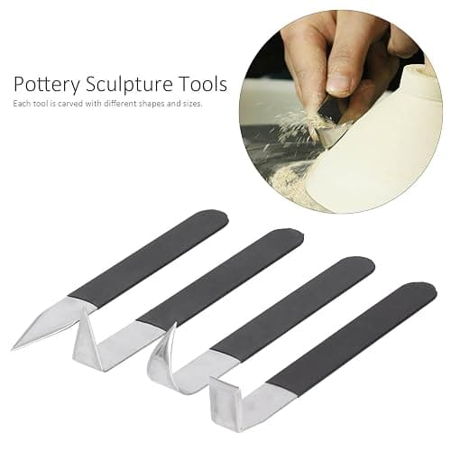 GBSCLOVER Pottery Trimming Tools 4Pcs, Stainless Steel Pottery Clay Trimming Tools, Safe Pottery Clay Tools for Engraving, Shaping, Styling Clay Pottery, Sculpture thumbnail 4