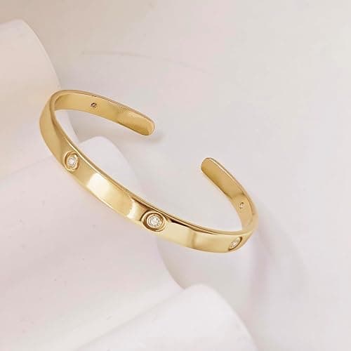My Queen Gold Bracelets for Women 14K Gold Plated Dainty Stackable Hand Chain Bracelet Trendy Ring Chain Bangle Cuff Bracelets Adjustable Body Jewelry Set Gifts thumbnail 7