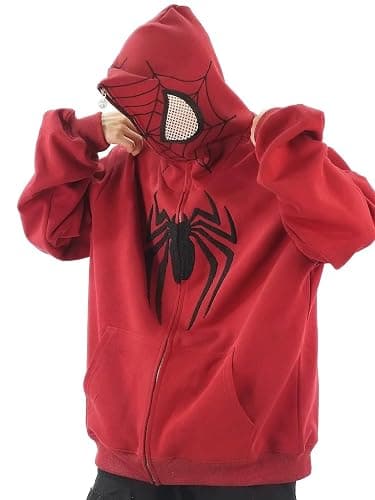 OATSBAS Y2K Hip Hop Spider Hoodie for Women Men Graphic Full Zip up Hoodies Oversized Kawaii Hoodies Spider Jacket thumbnail 2