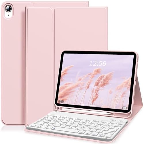 SQBEBS Case with Keyboard for iPad (A16) 11th/10th Generation 11 inch 2025/10.9 inch 2022, Detachable Bluetooth Keyboard, Stand Folio Keyboard Cover with Pencil Holder for iPad 10 Gen, Pink - Image 1