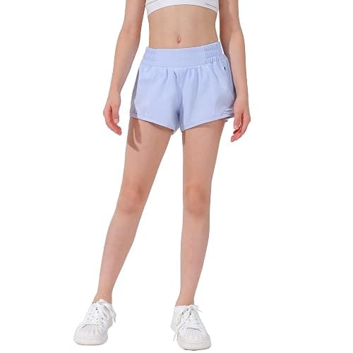 Aurefin Girls Athletic Shorts, Lightweight Running Shorts for Teen Girls Kids Sports Active Short with Zip Pocket and Elastic thumbnail 2