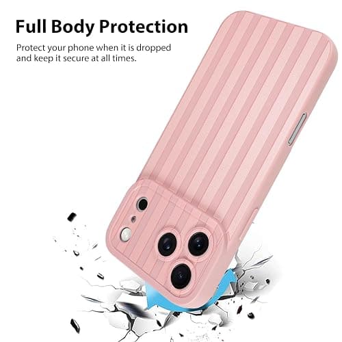 KANGHAR Compatible with iPhone 17 Pro Max Case 2025, Silicone Stripes Cute Pattern, Camera Protection Soft Slim Phone Cover for Girls Women -Pink thumbnail 2