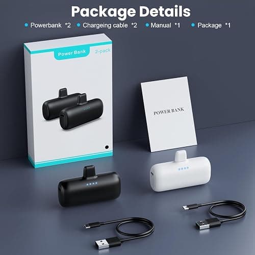 [2-Pack] Mini Portable Charger for iPhone,5200mAh Ultra Compact PD Fast Charging Power Bank,Plug-in Battery Pack Travel Cordless Phone Charger,Compatible with iPhone 14/14Pro/13/12/11/X/8/7/6plus etc thumbnail 7