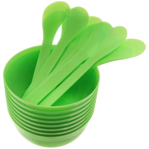 safycaby DIY Slime Making Tools 8 Plastic Slime Bowl and 8 Glue Mixing Spoons for Glue and Slime Mixing (8 Sets Greener) - Image 1