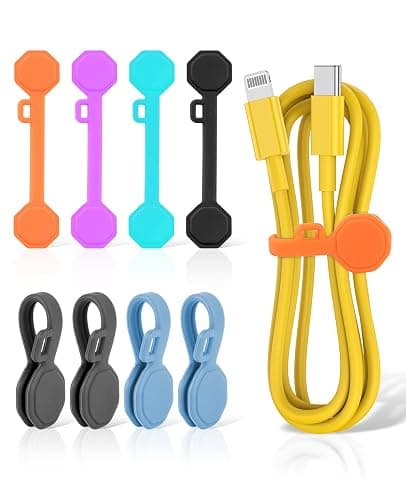 8PCS Silicone Magnetic Cable Ties & Clips, Cord Organizer [1S] Management Reusable Magnet Cable Organizer, Phone Cord Holder for Organizing, Bookmark Whiteboard Fridge Magnets etc - Image 1