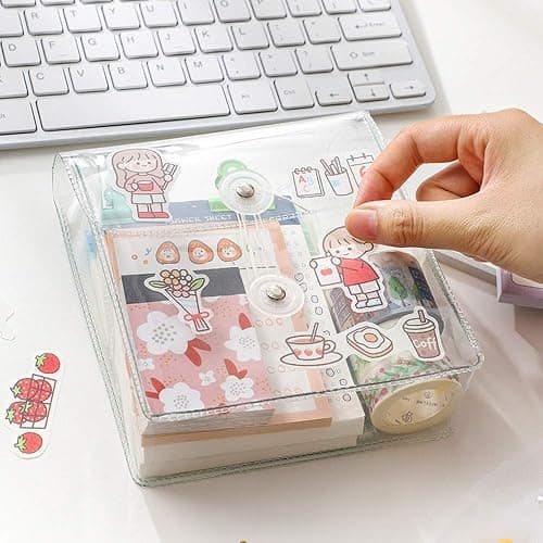 ZMLSED Washi Masking Tapes Multi Organizer Pouch, Minimalist Transparent Large-capacity Visible Portable Storage Bag for Stationery Stickers Travel Small Object Planner Pens Journal Supplies thumbnail 3