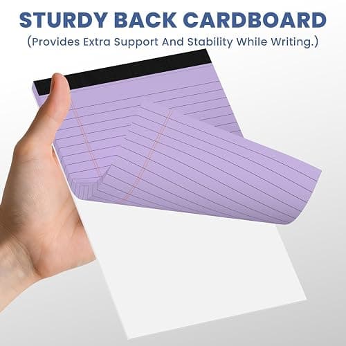 6 Pack Notepads 5x8, Small Legal Pads Narrow College Ruled, 30 Sheets/Pack, Perforated Notebook - Colored Note Pads for School, Memo, Note Taking, Teacher & Office Supplies, Writing Pads of Paper thumbnail 5