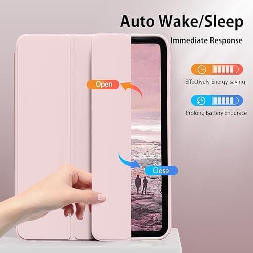 Kenke for iPad 11/10th Gen Case with Pencil Holder 11/10.9 inch 2025 A16/2022, Soft TPU Back Shell Hybrid Slim Trifold Stand Protective Cover Support Touch ID Auto Wake/Sleep (Pink) thumbnail 3