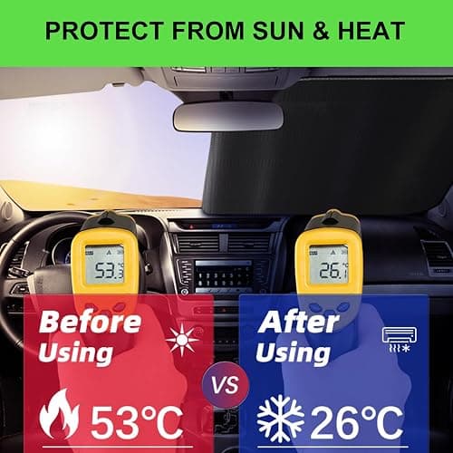 Windshield Sun Shade for Jeep,Windshield Sunshade for Wrangler TJ JK JL1997-2024,Sun Shade Windshield Cover for Jeep,UV Ray & Heat Block Windshield Shades thumbnail 4
