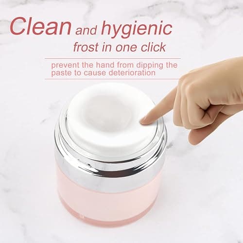 USRommaner 0.5 oz/15 ml Airless Pump Jar,Empty Acrylic Vacuum Jar with Press Pump,Portable Travel Face Cream Lotion Sample Cosmetic Container Pot for Makeup,Essence,Moisturizer,Eye Cream-4 Pack,Pink thumbnail 4