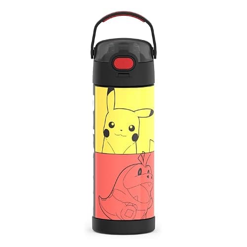 THERMOS FUNTAINER 16 Ounce Stainless Steel Vacuum Insulated Bottle with Wide Spout Lid, Pokemon - Image 1