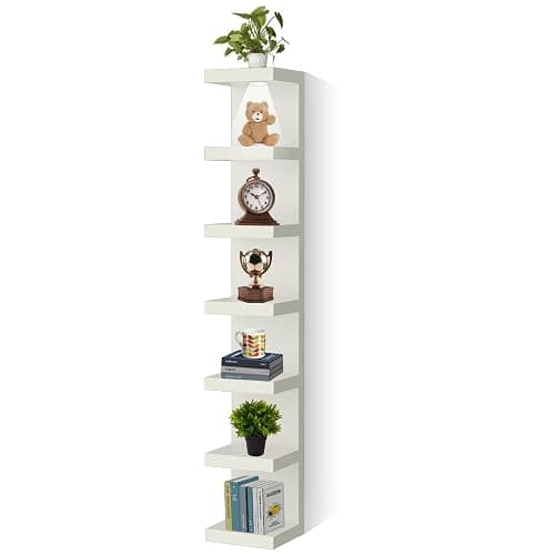 MAC Wall Shelf Unit, Wall Shelves, Vertical Column Shelf Storage Home Decor Organizer Design Utility Shelving, Design for Bedroom Living Room, White - Image 1