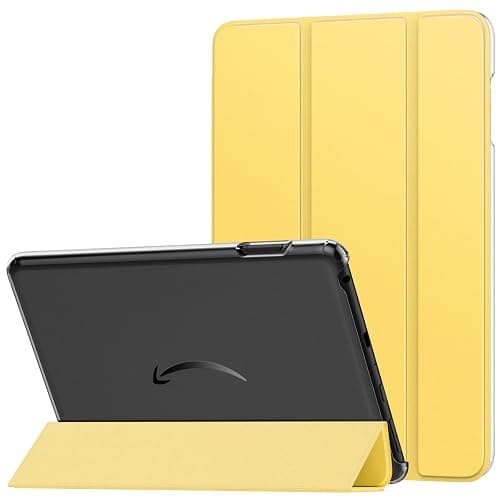 MoKo Case Fits All-New H D 8 inch Tablet (12th Generation/10th Gen, 2024/2022/2020 Release), PU Leather Trifold Stand Cover with Translucent Frosted Backshell with Auto Wake/Sleep, Light Yellow - Image 1