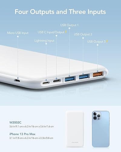 Charmast Power Bank 26800mAh Caricatore Portatile USB C Bianco | Batteria Ultra Sottile, 3 Ingresso & 4 Uscita, Compatibile con iPhone Samsung Huawei Xiaomi HONOR, Smartphone Tablet thumbnail 4