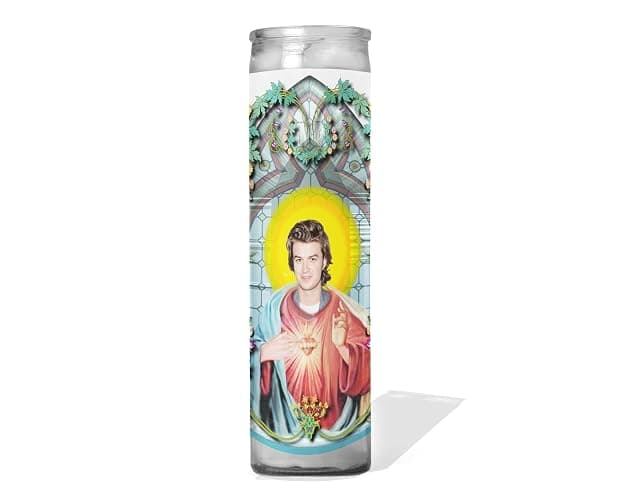Saint Joe Keery - Celebrity Prayer Candle : Unscented | 8 inch Glass Prayer Votive - Handmade in USA | Funny Gift Idea - Image 1