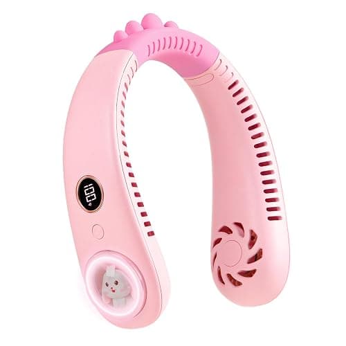 Neck Fan for Kids,Bladeless Portable Fan Rechargeable for 4-14Y Girls & Boys, 2400mAh USB Personal Cooling Mini Fan Rechargeable for Travel/Disney/Camping, 3 Speeds, Summer Essentials(Pink) - Image 1